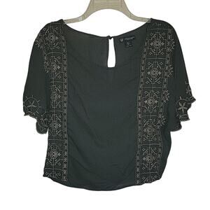 American Eagle crop blouse dark gray Womens XS